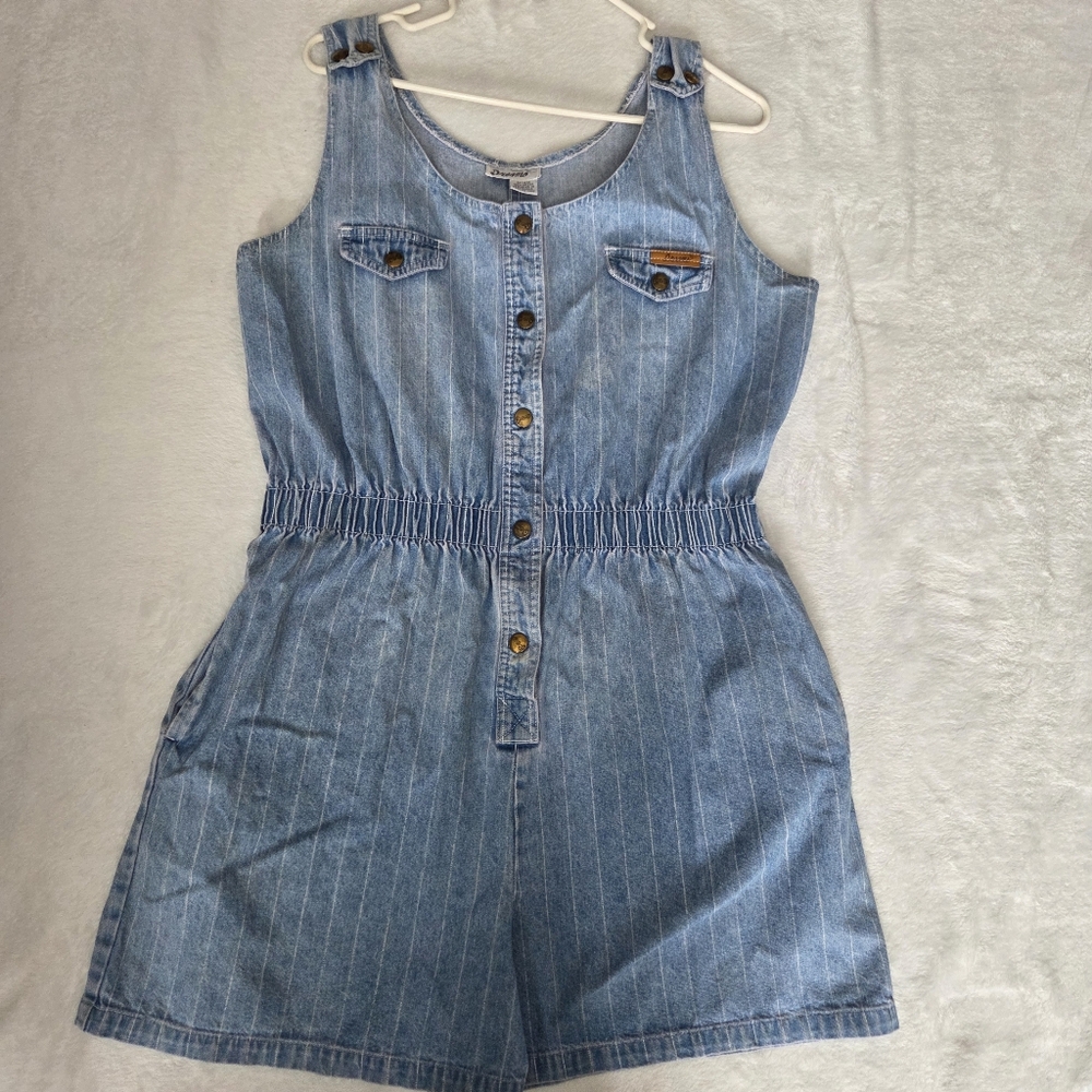 Vintage Dreams Denim Jumper Overall Shorts  Striped Womens XL Read‎